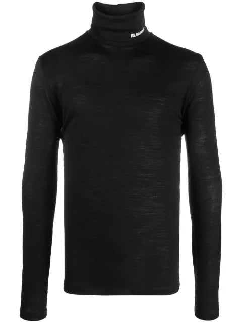 Jil Sander logo-print roll-neck jumper