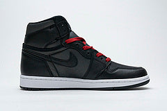 Air Jordan 1 Retro High Black Satin Gym Red Reps Sneaker 555088-060