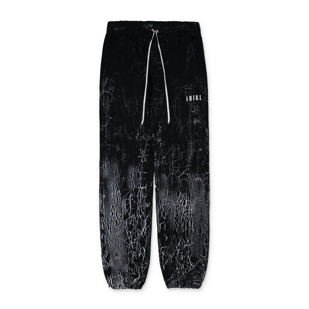 Black Cracked Dye Logo Sweatpants