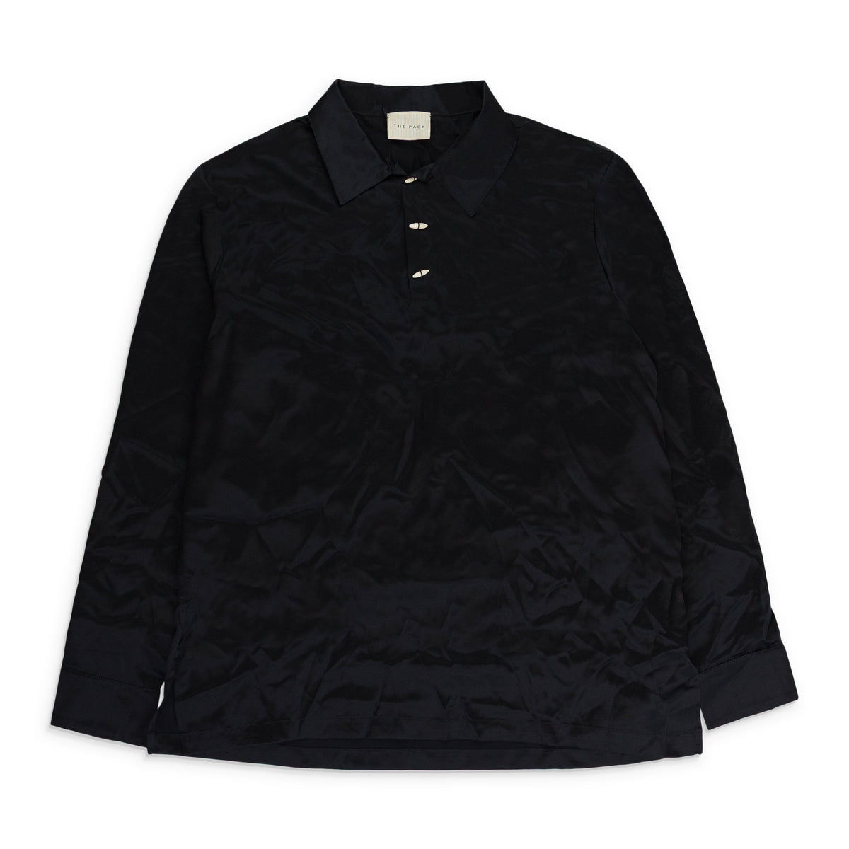 BLACK CHALE LONG SLEEVED SILK POLO