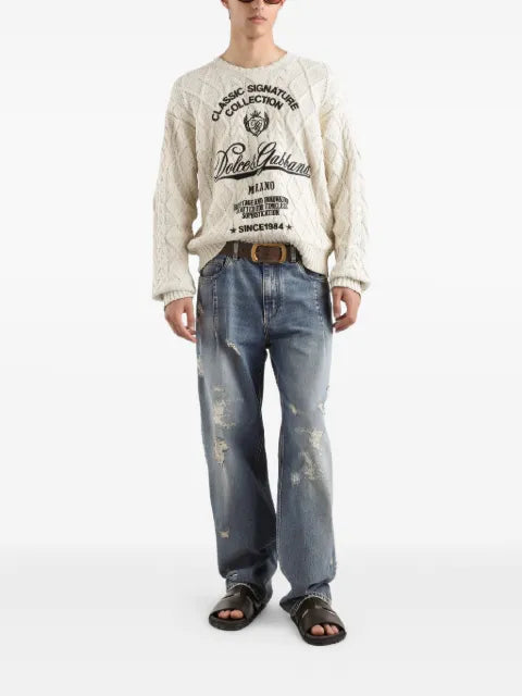 Dolce & Gabbana cable-knit logo sweater