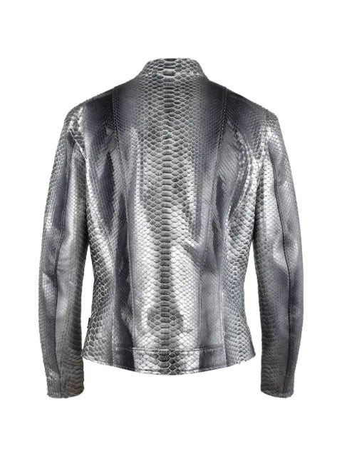 Philipp Plein leather jacket with python-leather effect