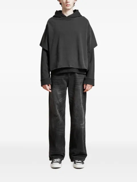 FOUND distressed layered-effect hoodie