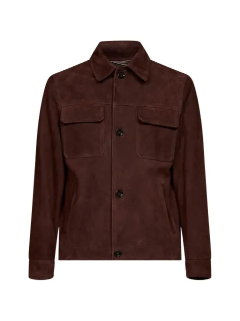 Lardini suede flap-pocket jacket