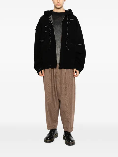 Mastermind Japan distressed-effect zip-up hoodie