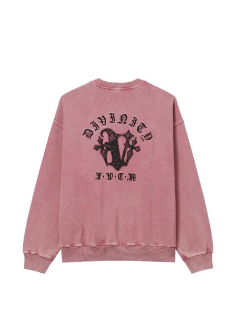 FIVE CM logo-print acid-wash sweatshirt