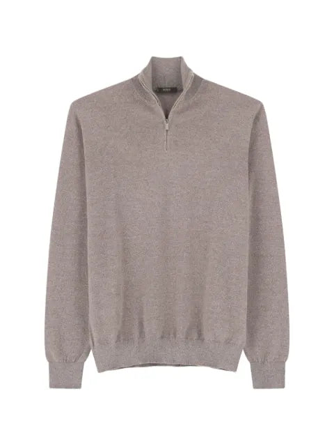 Boggi Milano roll-neck jumper quarter-zip merino-wool Cashwool® mouliné