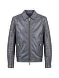 Billionaire crocodile-effect panelled leather jacket