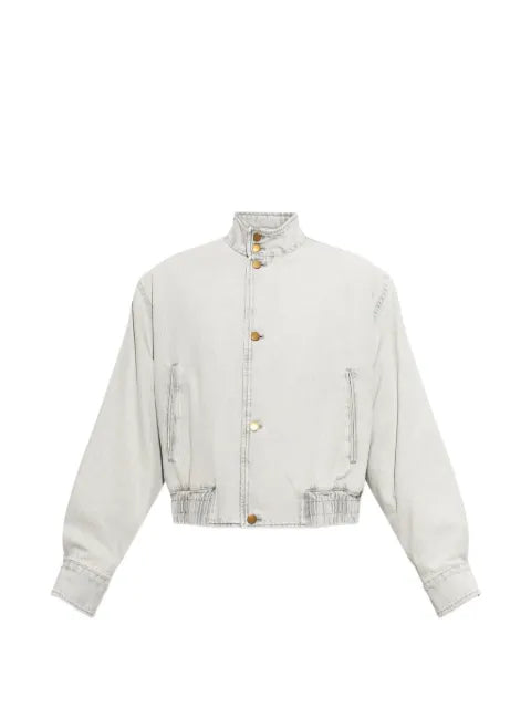 Jil Sander insulated denim jacket with stand collar
