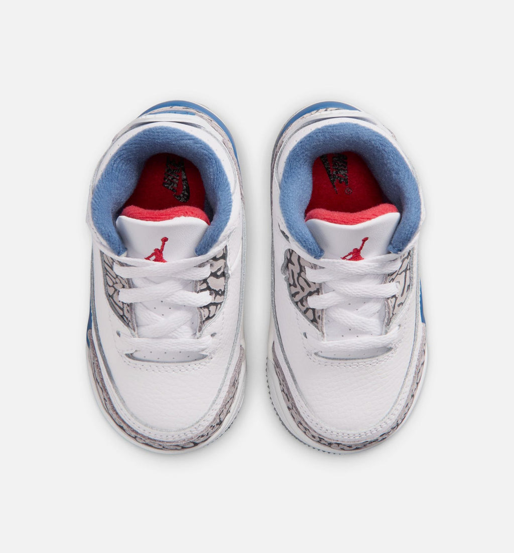 Air Jordan 3 Retro OG True Blue Baby & Toddler Sneakers - White / Fire Red / True Blue