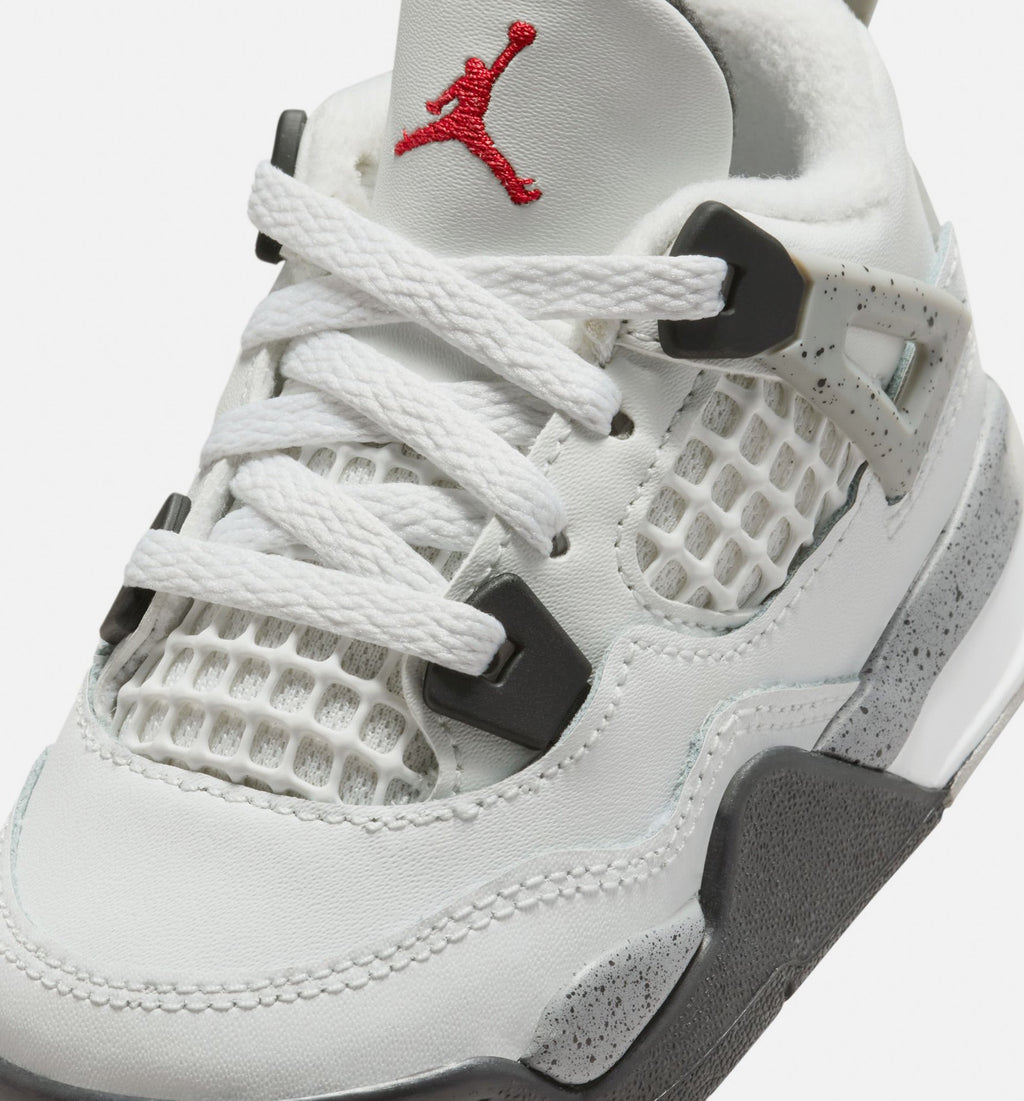 Air Jordan 4 Retro White Cement Infant Sneakers - Summit White/Fire Red/Cement Grey/Black
