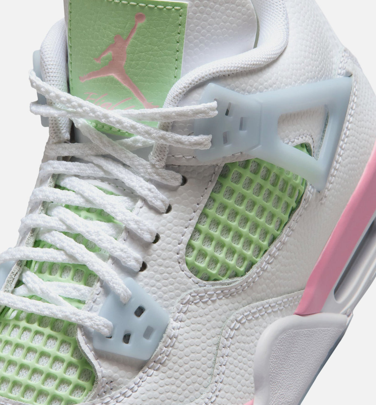 Air Jordan 4 Retro Medium Soft Pink Grade School Shoes - White Medium Soft Pink Half Blue