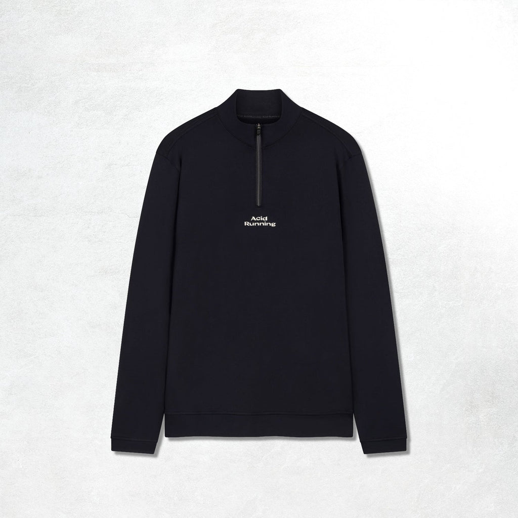 Acid Running Logo Quarter Zip: Black