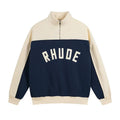 Rhude Color Block Quarter Zip Arch Logo Sweatshirt Navy