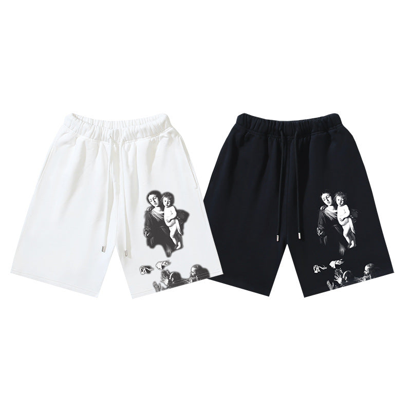Off-White Virgin Mary Graphic Relaxed-Fit Casual Shorts Unisex