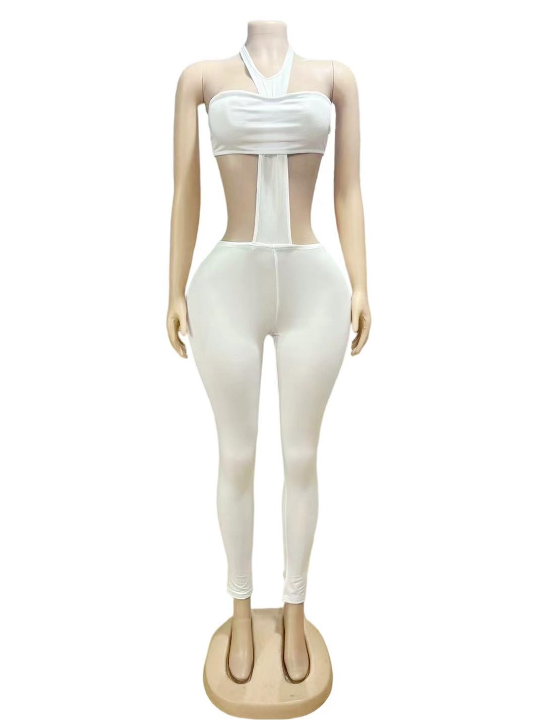 NiiHAi Cutout Halter Crop Top High Waist Leggings 2 Piece Set Women
