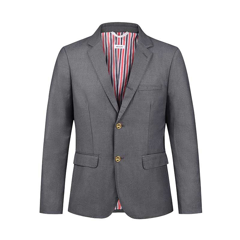 Casual Wool Suit Jacket - Front Zip Closure - Signature Detail | Thom Browne