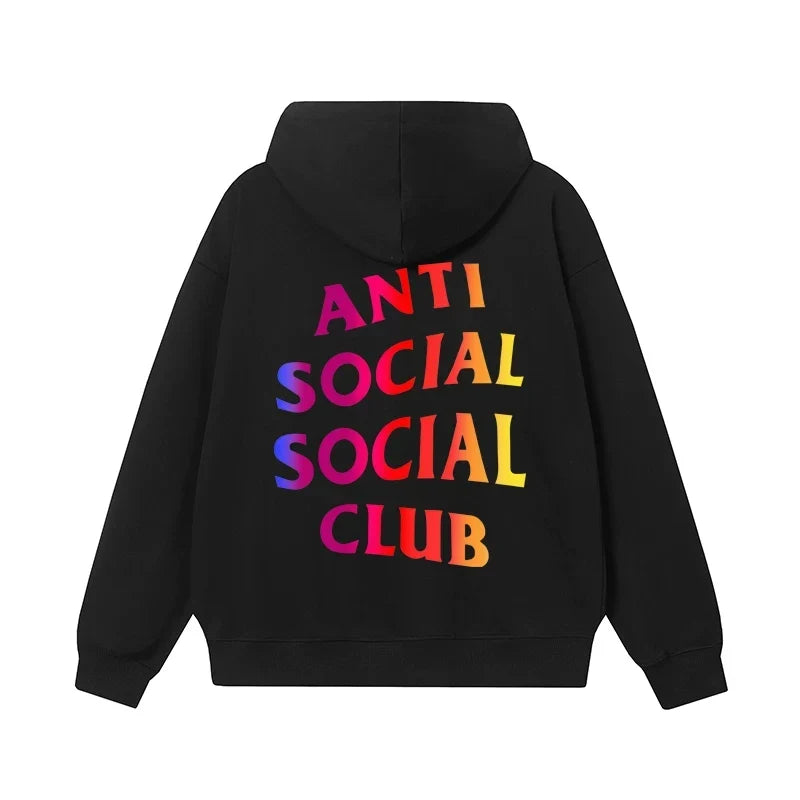 Anti Social Social Club Rainbow Gradient Logo Black Hoodie