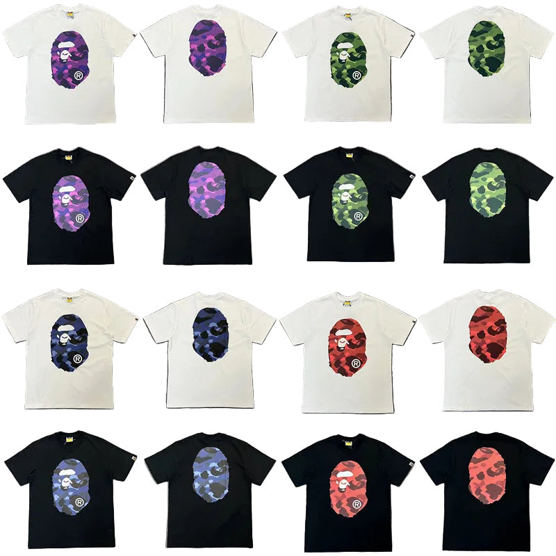 BAPE Shark Camo Graphic Tee Loose Unisex Streetwear T-Shirt
