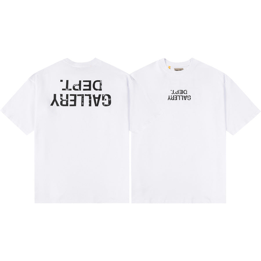 Gallery Dept T-Shirt Hand Painted Ink Splashing Alphabet Washed Retro Short Sleeve T-Shirt