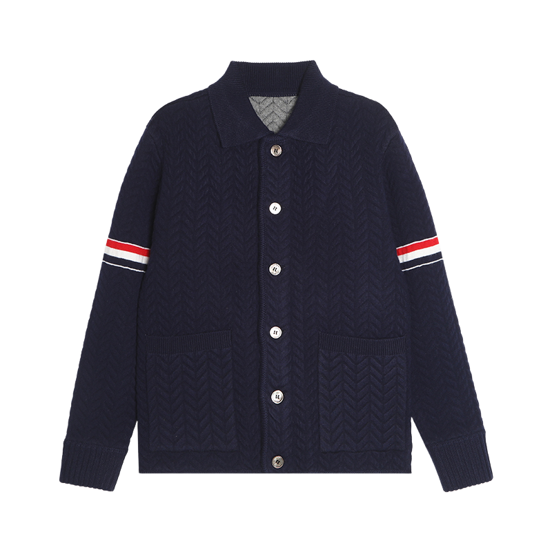 Unisex Herringbone Cardigan Jacket