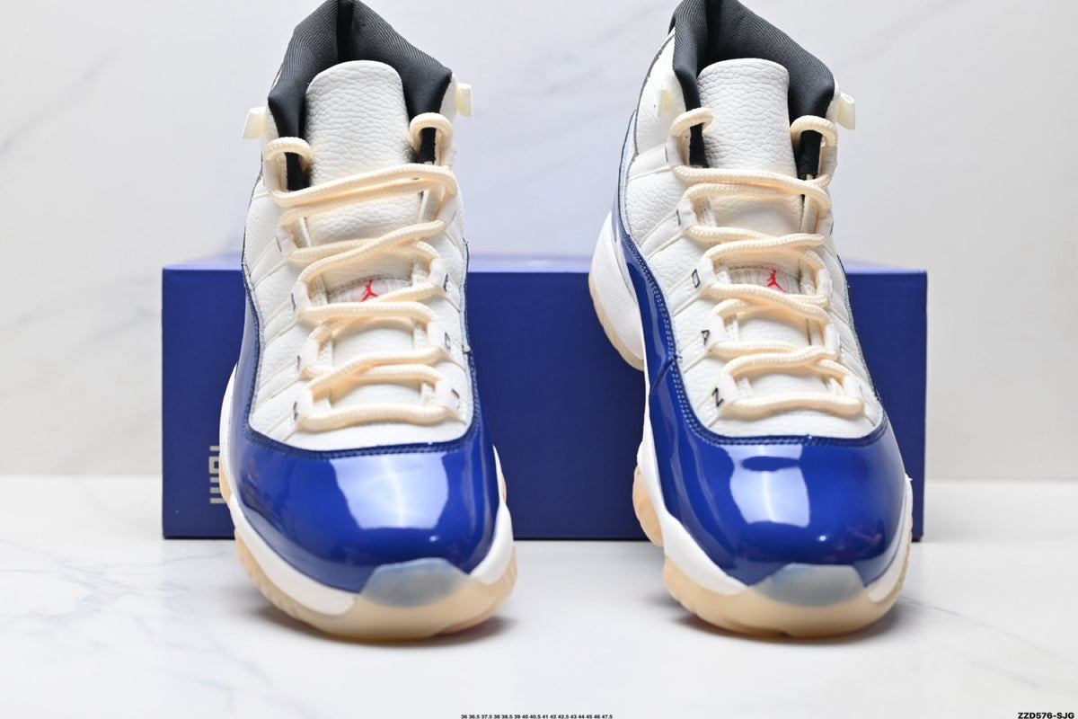 Air Jordan 11 Retro White Navy and Red Unisex Sneakers Style 10