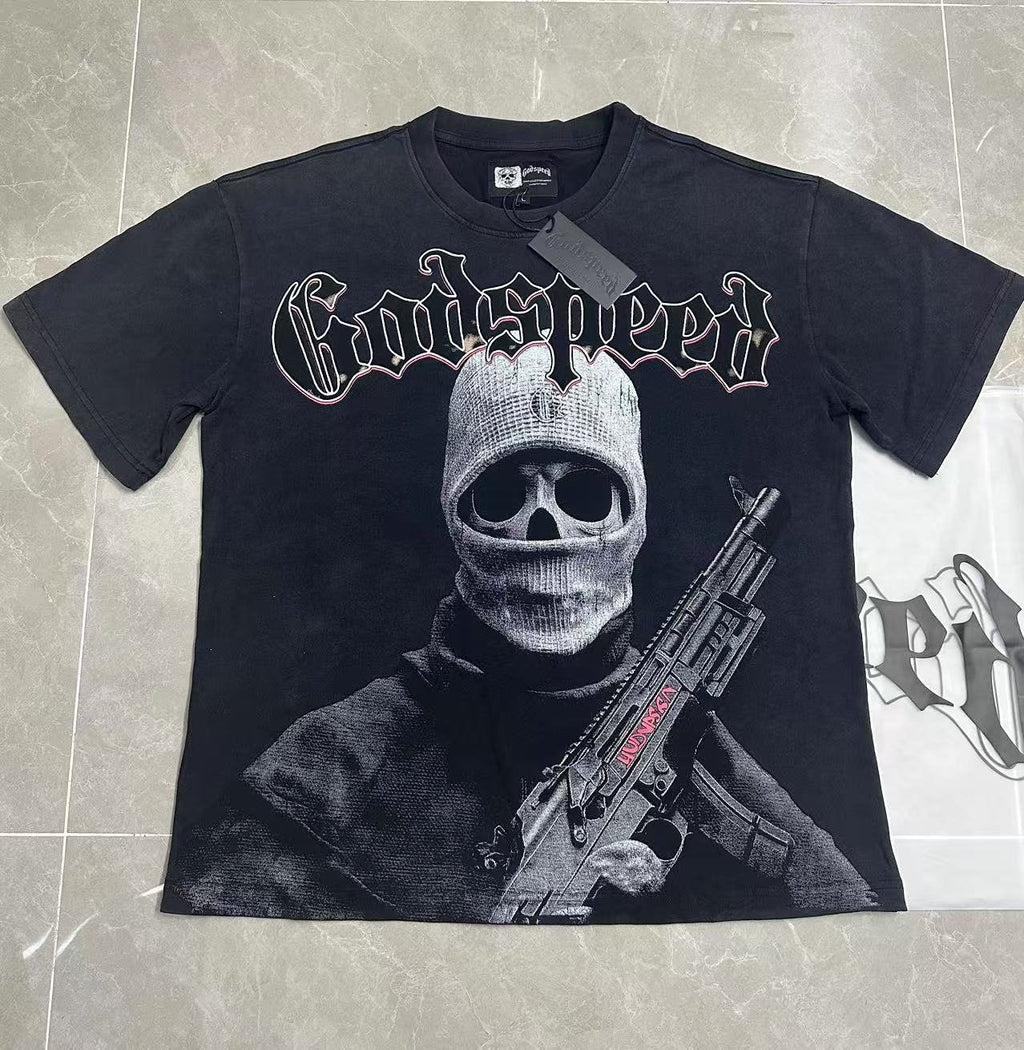 Godspeed Fortis Fortuna Washed Black Graphic T-Shirt