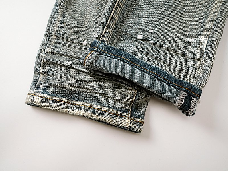 Purple Brand Light Blue Distressed Paint Splatter Jeans