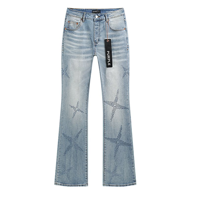 Purple Brand Star Embellished Light Blue Flared Jeans