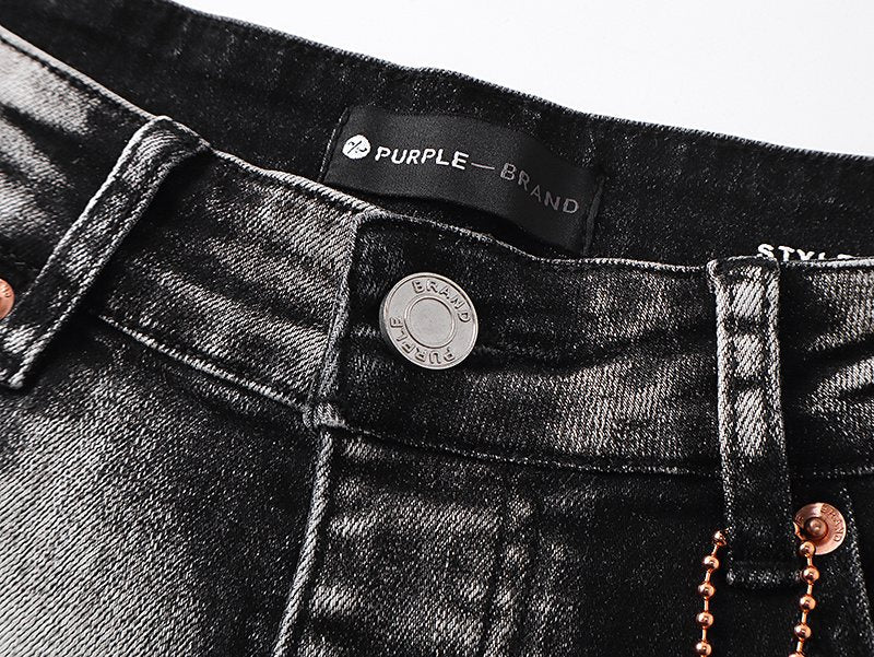 Purple Brand Washed Distressed Paint-Effect Jeans