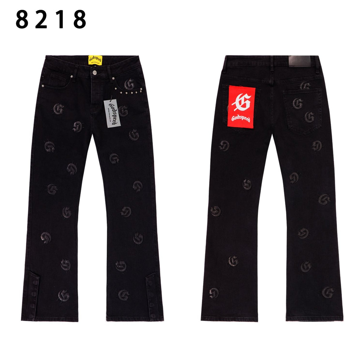 Godspeed Embroidered Washed Flared Jeans