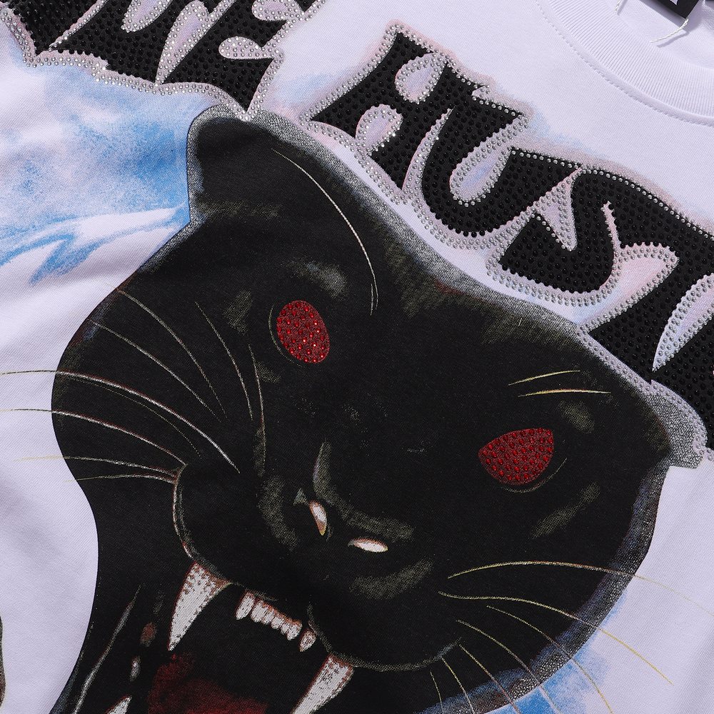 Life Hustlere Rhinestone Panther Graphic T-Shirt
