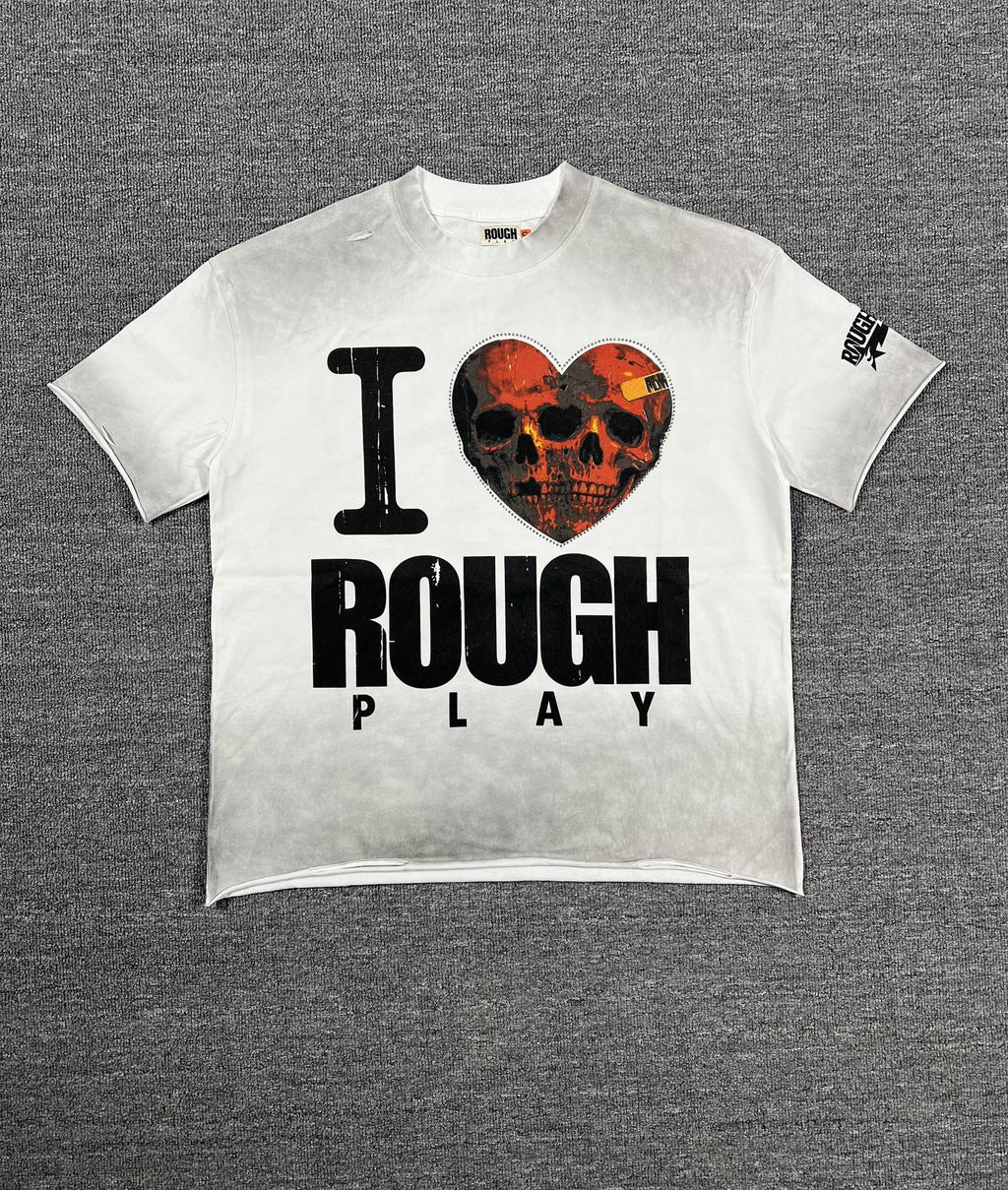 Rough Play Skull Heart Washed Graphic T-Shirt