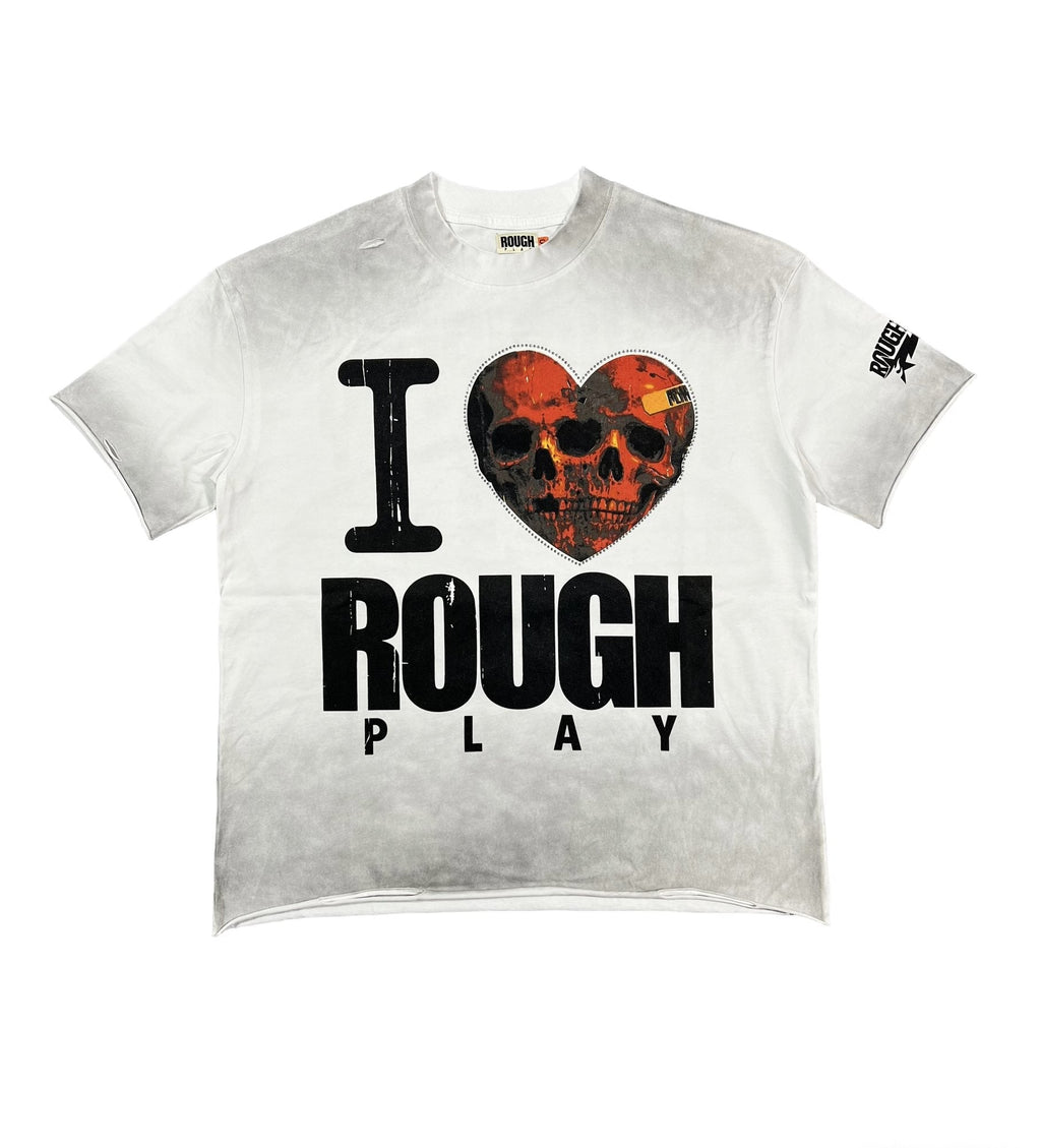 Rough Play Skull Heart Washed Graphic T-Shirt