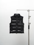 Moose Knuckles Puffer Vest in Black with Mixed-Finish Panels