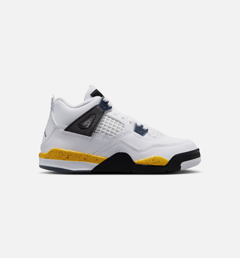Air Jordan 4 Retro Rare Air Tour Yellow | Preschool Lifestyle Shoe | White/Dark Stucco/Black/Tour Yellow