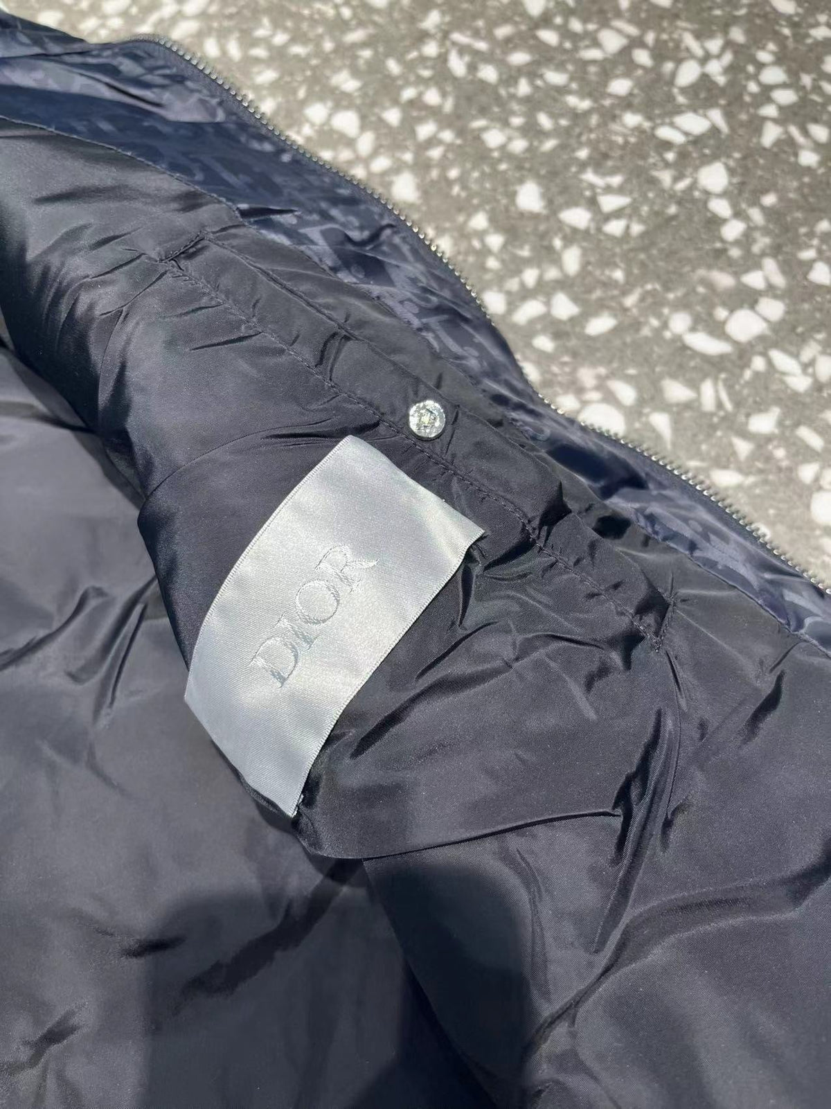 Dior Puffer Vest in Black with Stand Collar and Tonal Monogram