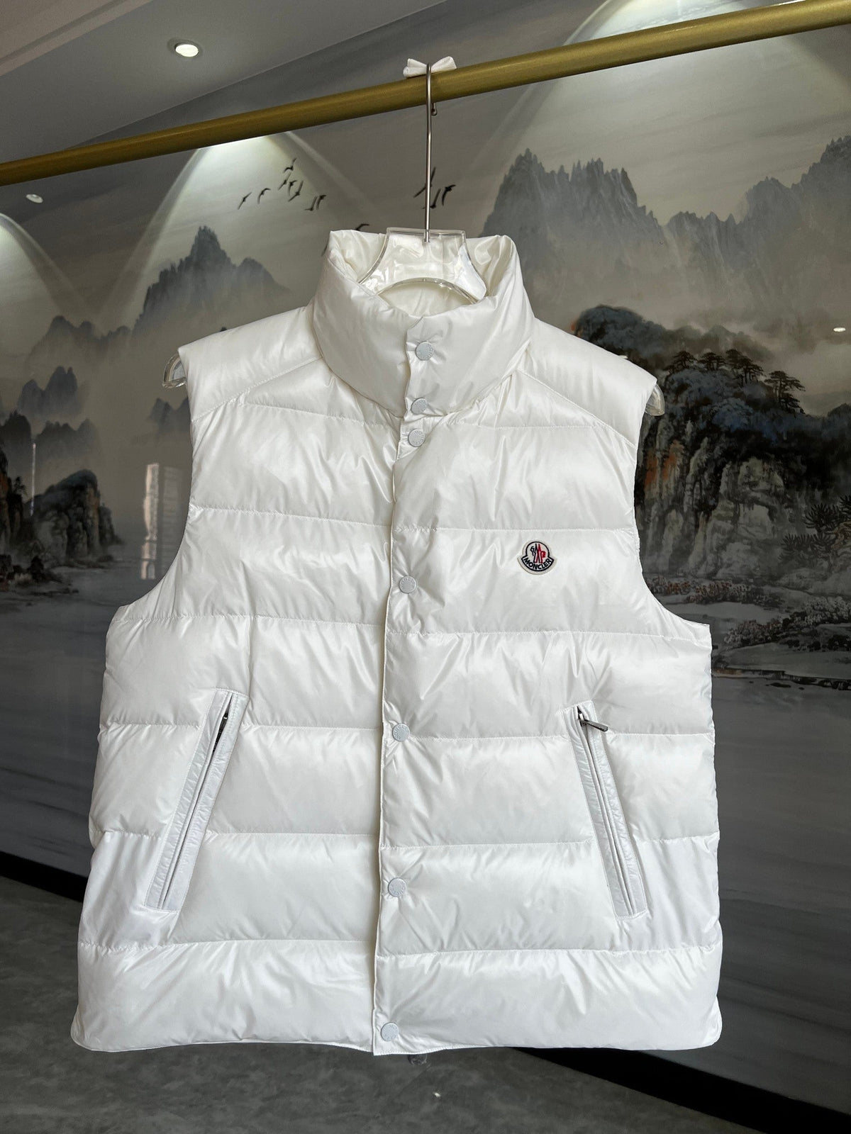 Moncler White Glossy Down Vest