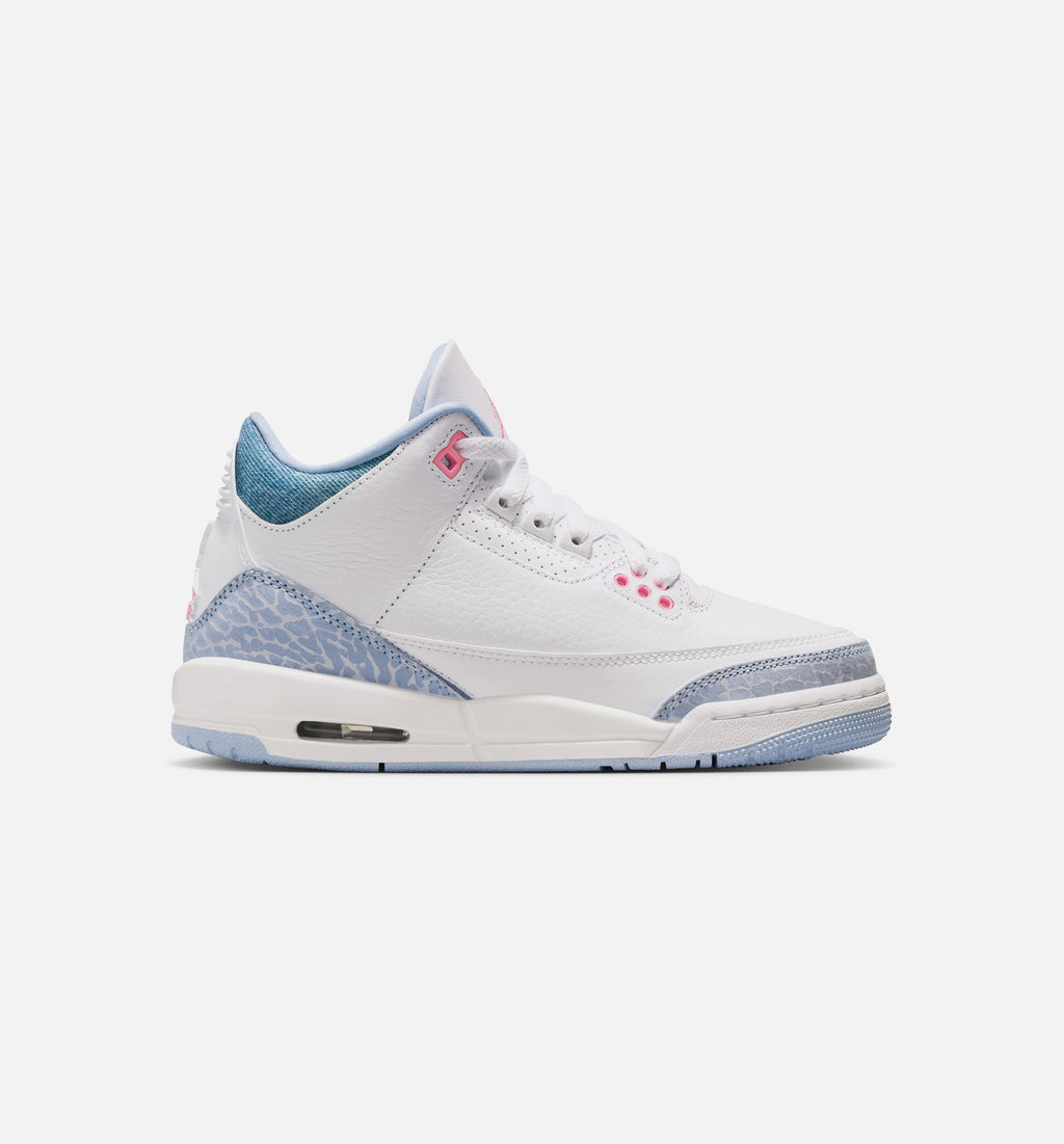 Air Jordan 3 Retro Cobalt Bliss Youth Sneakers - White/Cobalt Bliss/Football Grey/Pink Glow