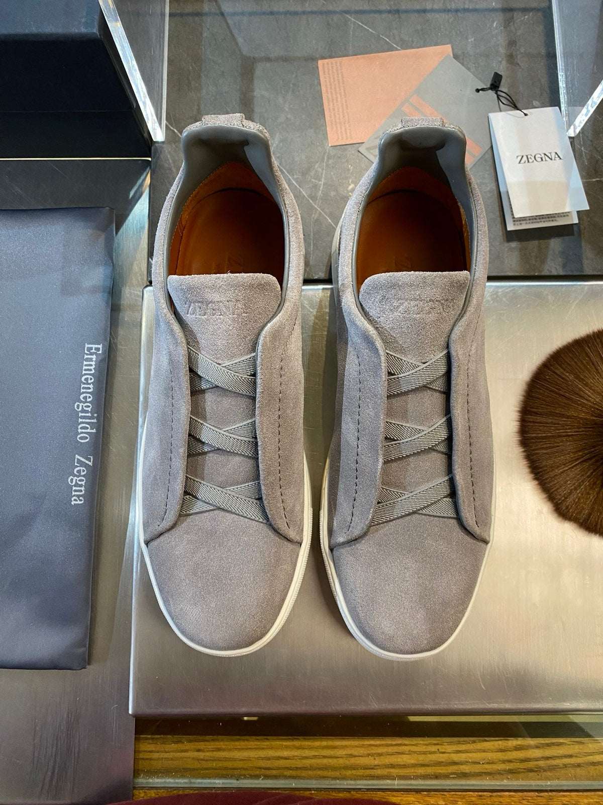 Zegna Triple Stitch Leather Sneakers