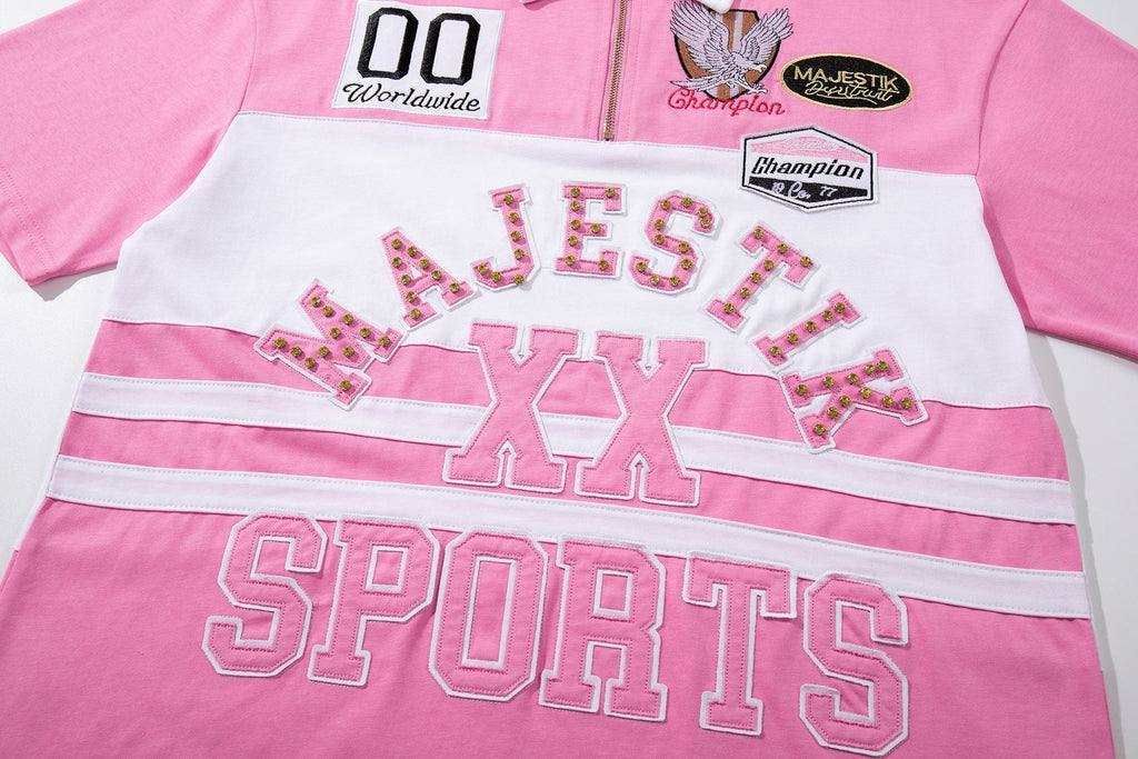 MAJESTIK XX Sports Graphic Zip Polo Shirt
