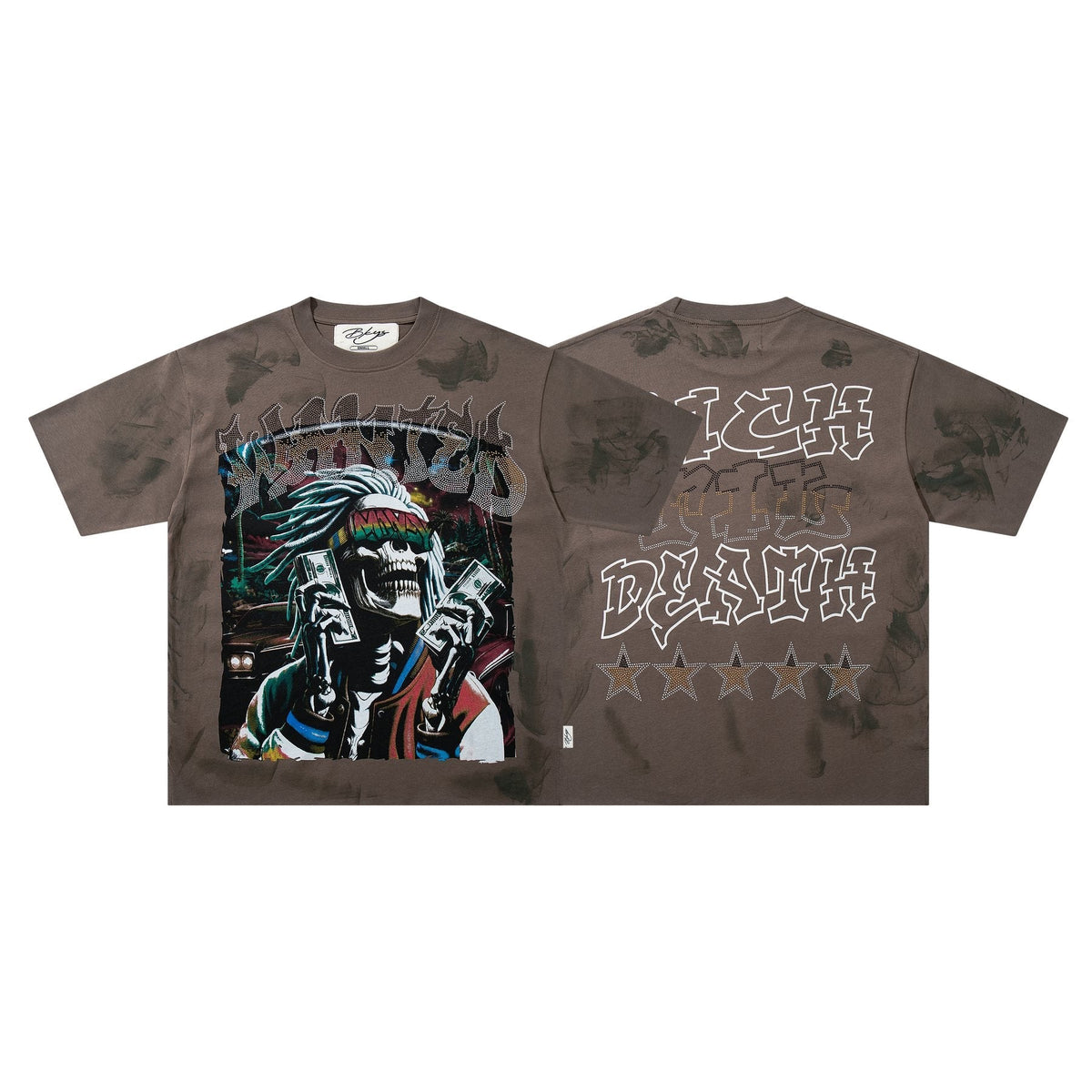 BKYS Revival Rich Death Rhinestone Graphic T-Shirt