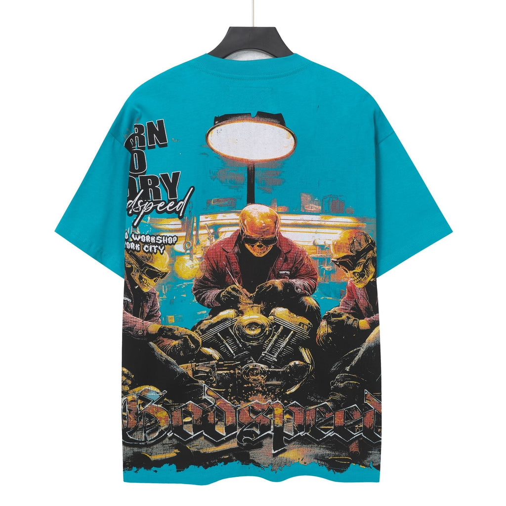 Godspeed Biker Workshop Graphic T-Shirt