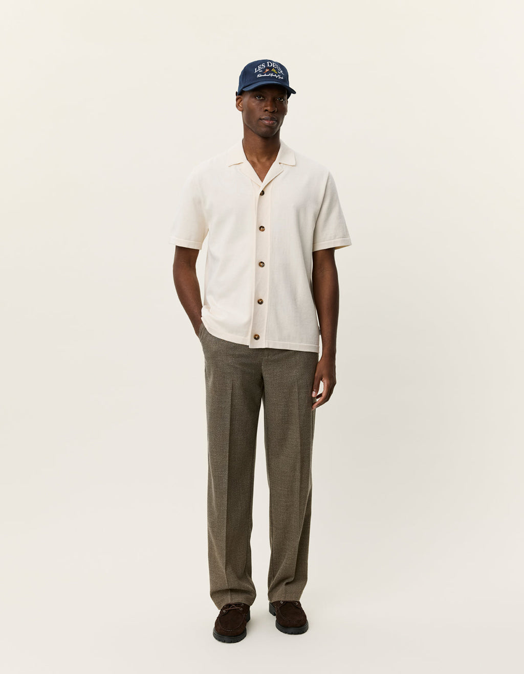 Les Deux Emmett Globe Knitted Short Sleeve Shirt