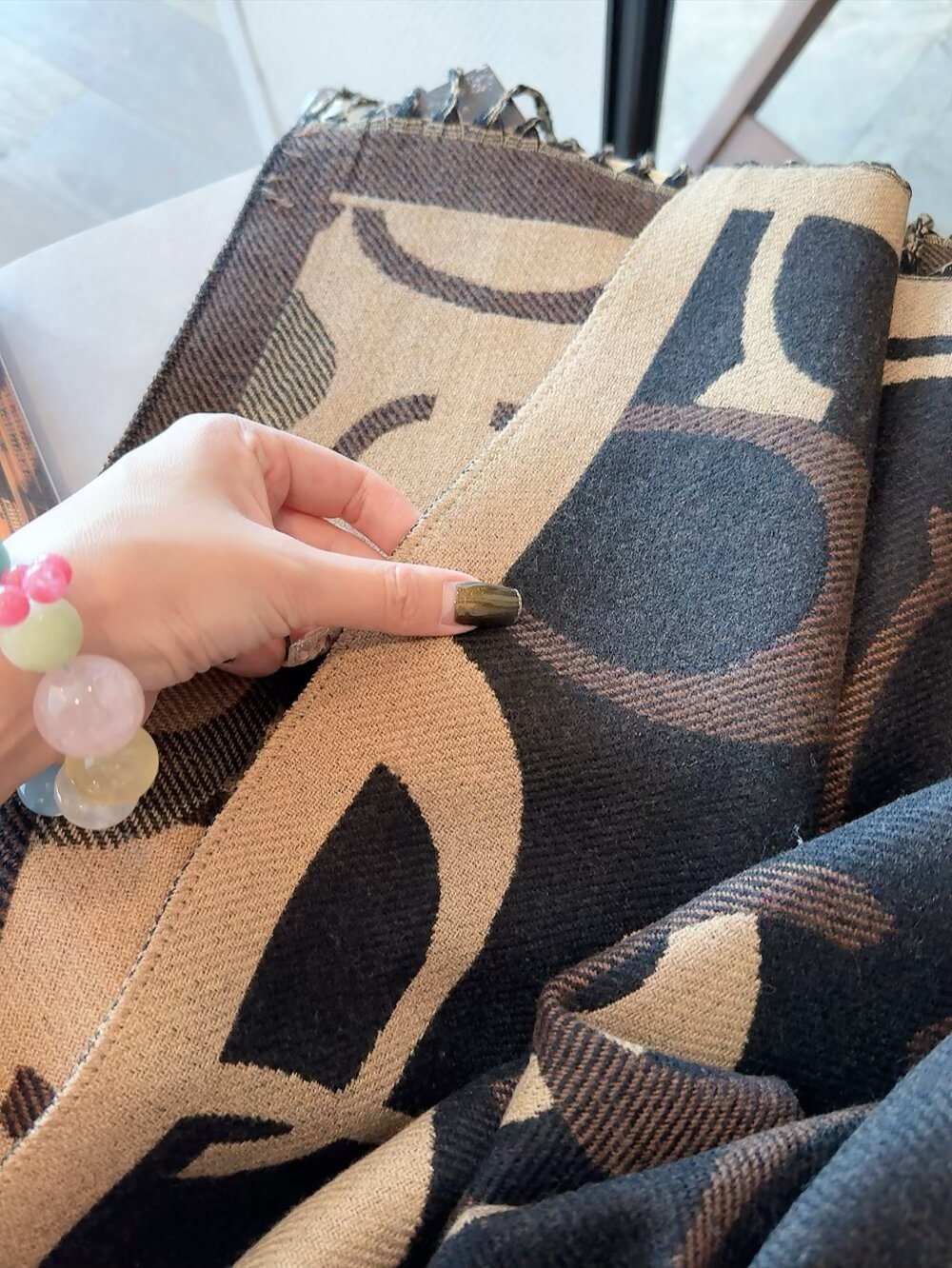 Coach Linked-Letter Fringe Scarf