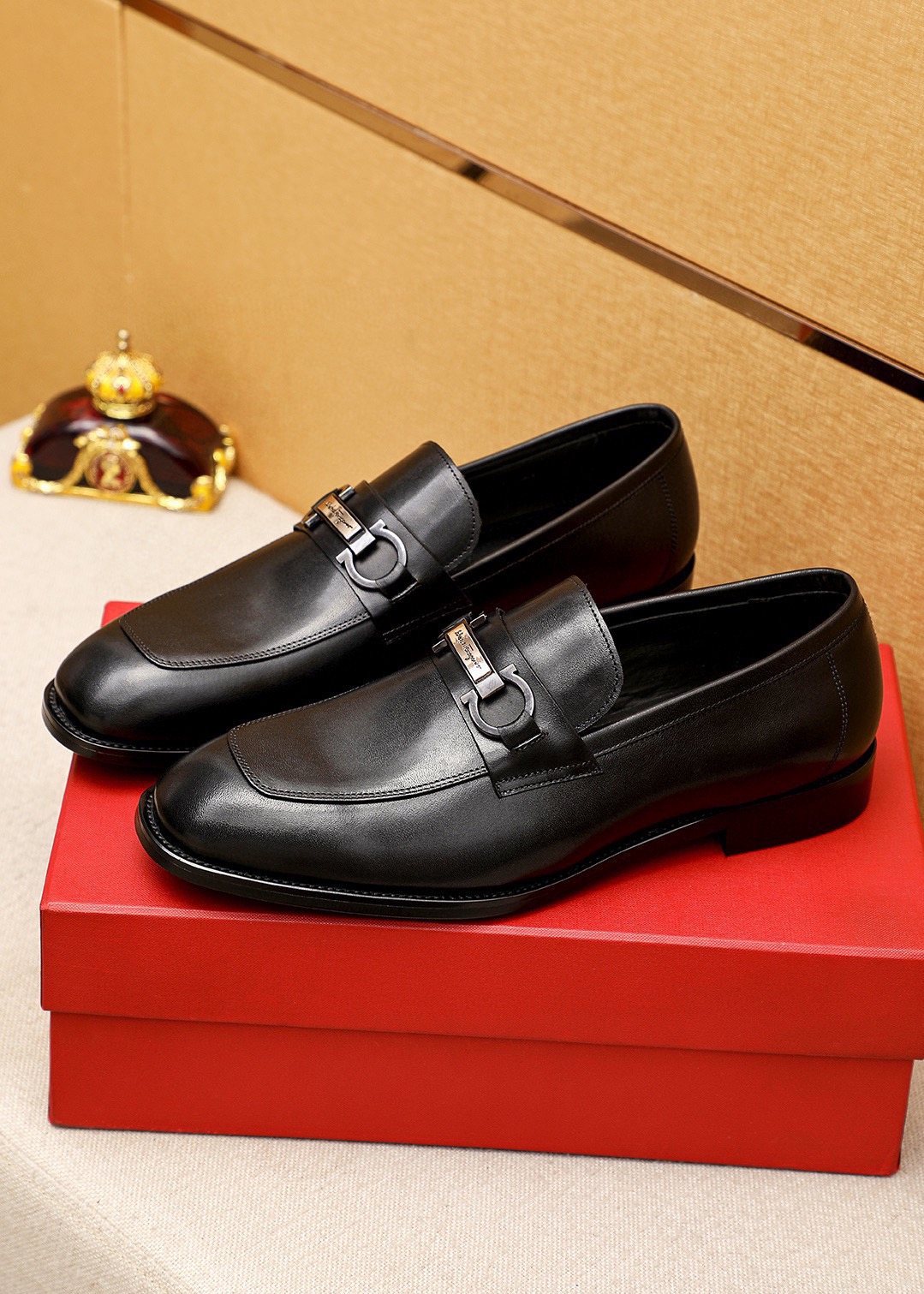 Ferragamo Black Buckle Loafers - Square Toe