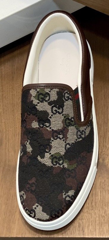 Gucci Dark Brown Patterned Slip-On Sneakers