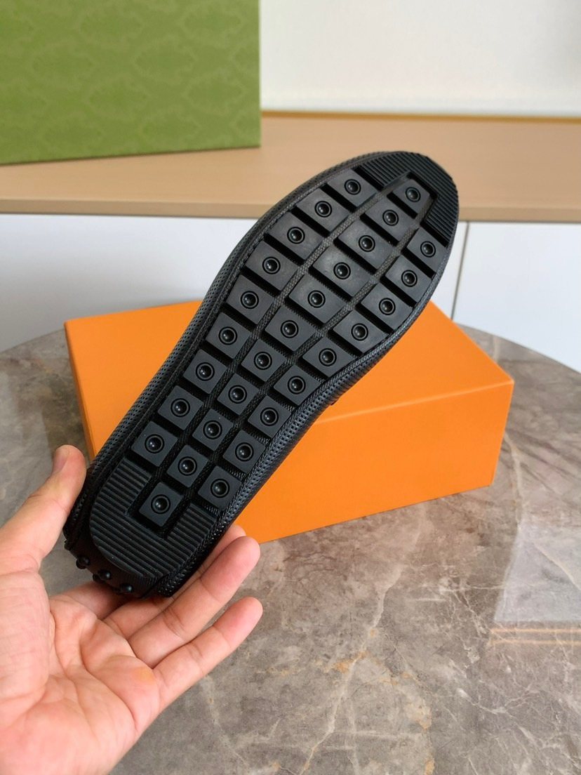 Louis Vuitton Men's Black Textured Leather Loafers