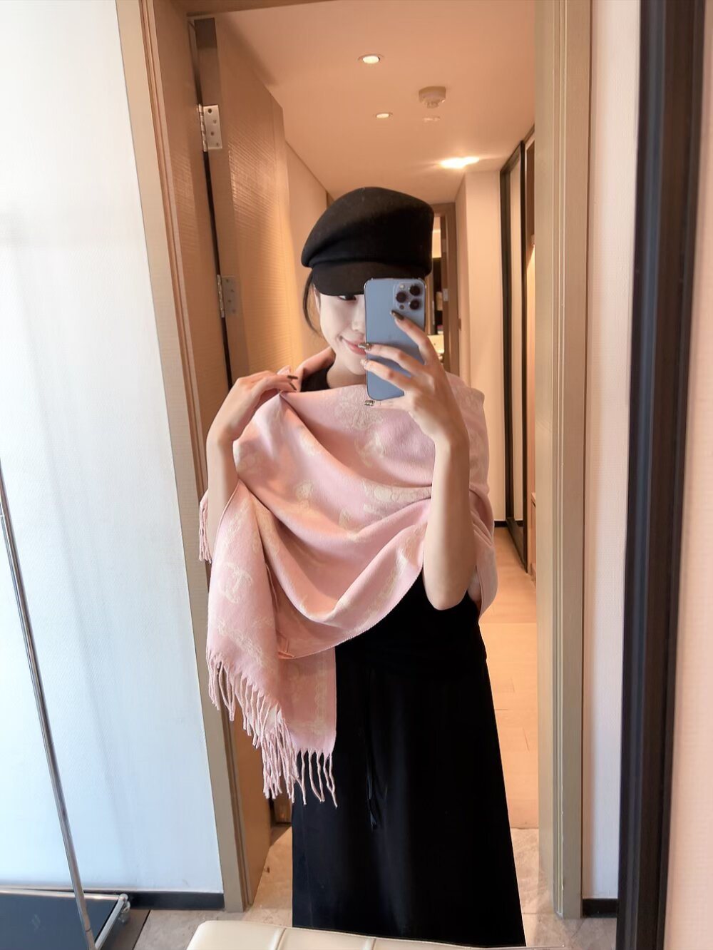 Chanel Fringed Patterned Scarf