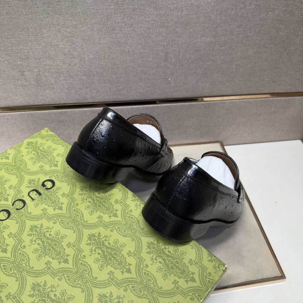 Gucci Men's Black Textured Bit Loafers